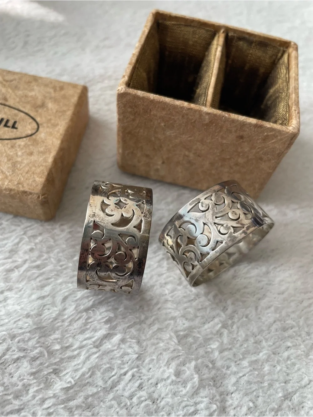 Lois Hill 925 Sterling Silver Filigree Napkin Ring Pair